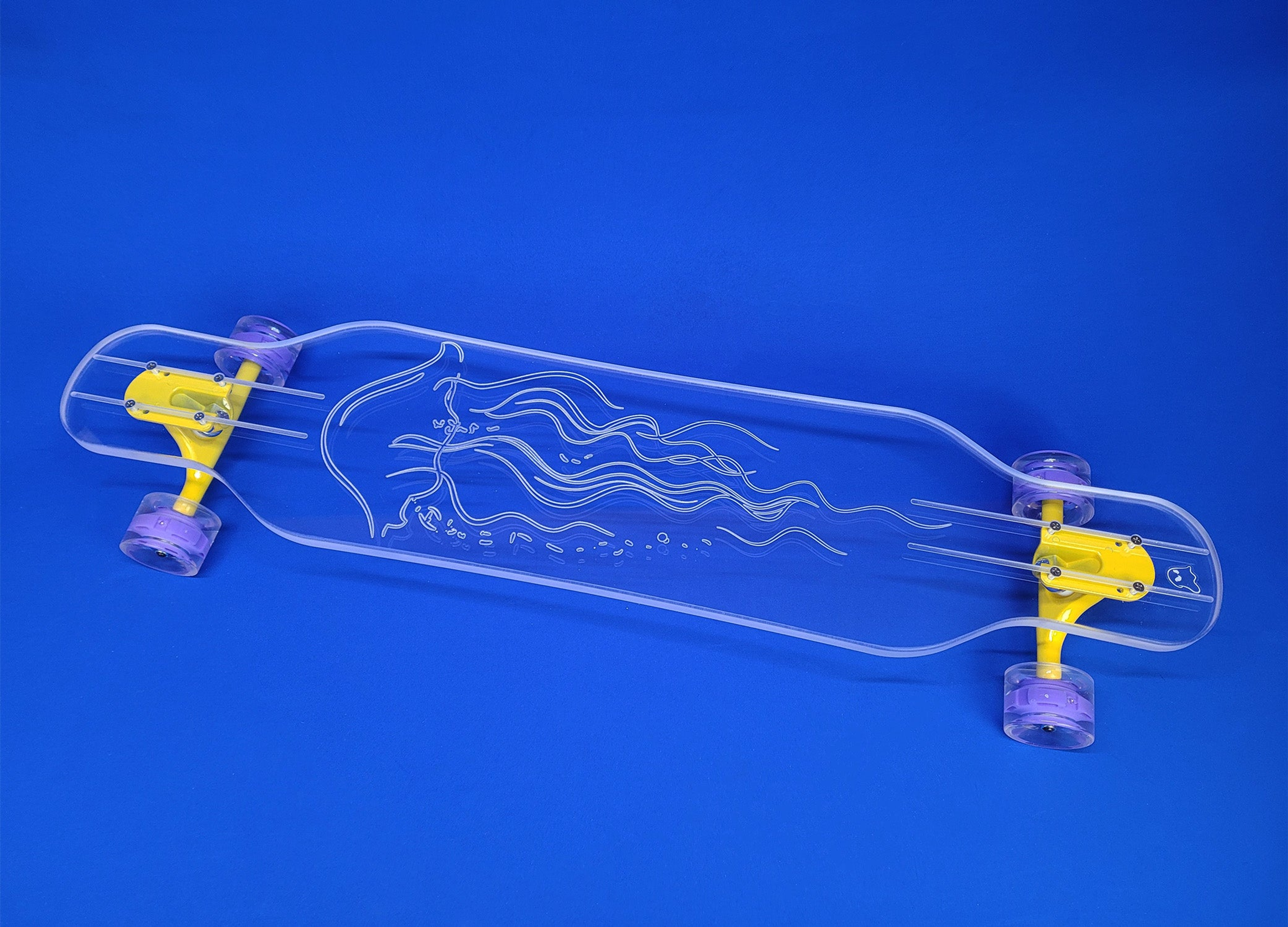 Jellyfish Skateboard - Color: Yellow  | Size: 40 IN | Pack Of: 1 | Style: Jellyfish 40" platypus, yellow trucks and purple light up wheels